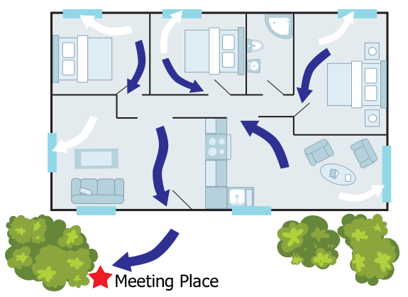 illustration of home escape plan with meeting place