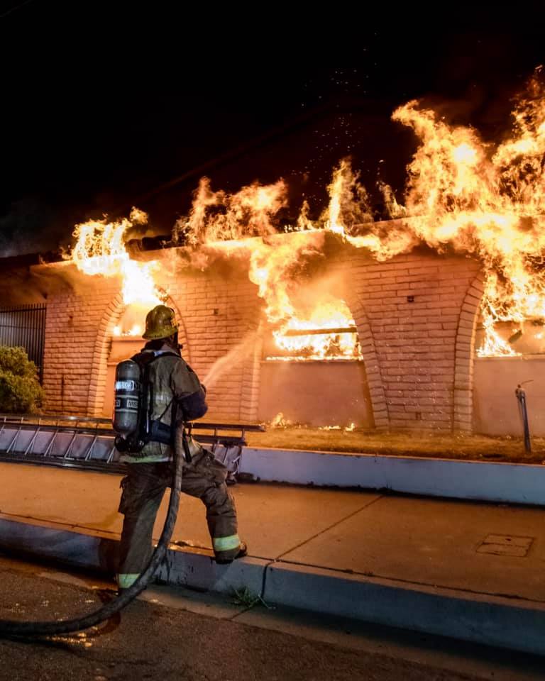 Crews Battle Commercial Fire At large Vacant San Bernardino Restaurant