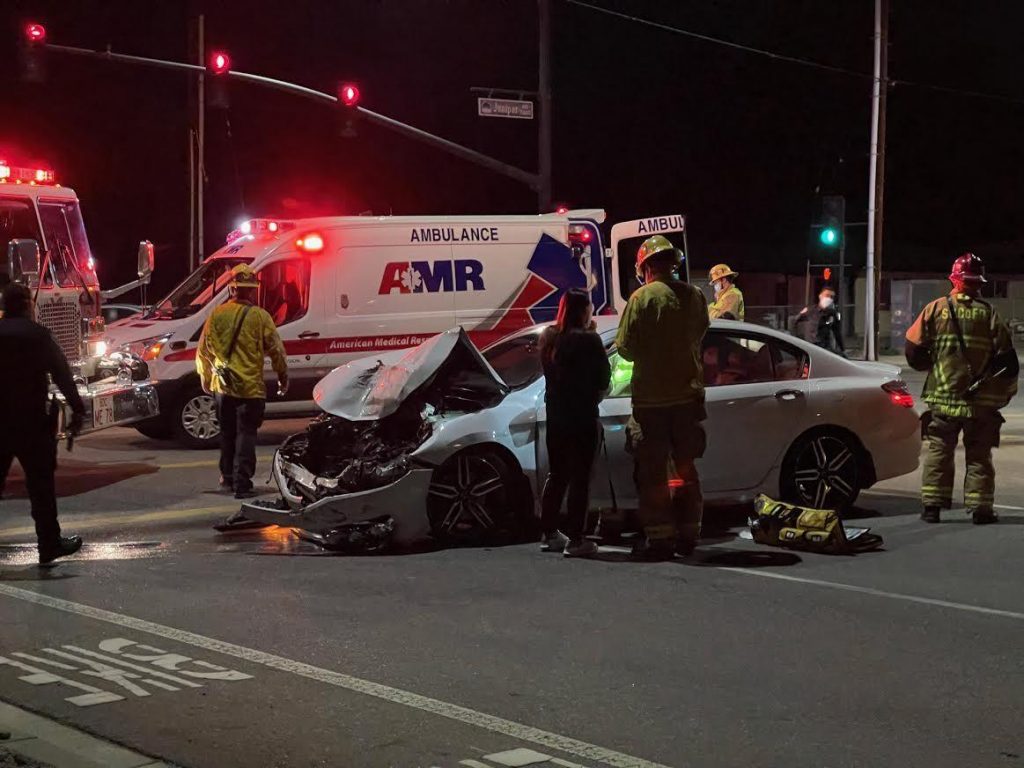Two persons are injured in traffic collision in Fontana on April 28