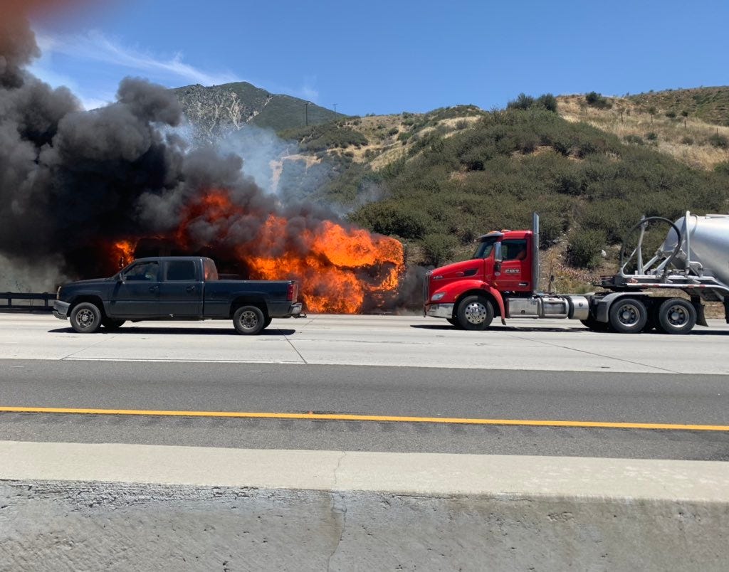 Devore Fire: Traffic delayed after vehicle sparks 40-acre brush fire along Cajon Pass; forward progress stopped