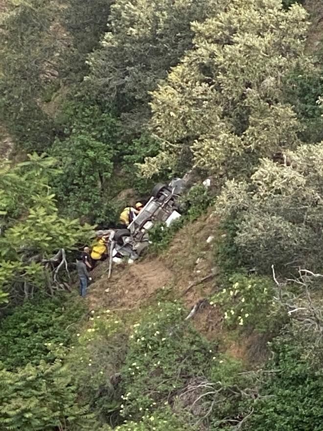 Teenager suffers major injuries when car plunges 100 feet off cliff in Waterman Canyon