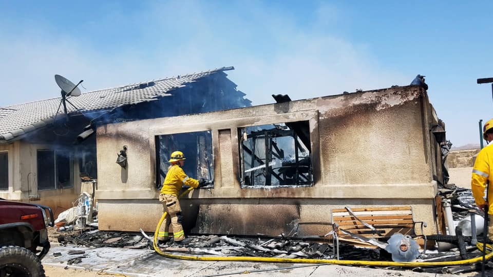 Six people were displaced after a fire damaged their home Monday afternoon in Helendale