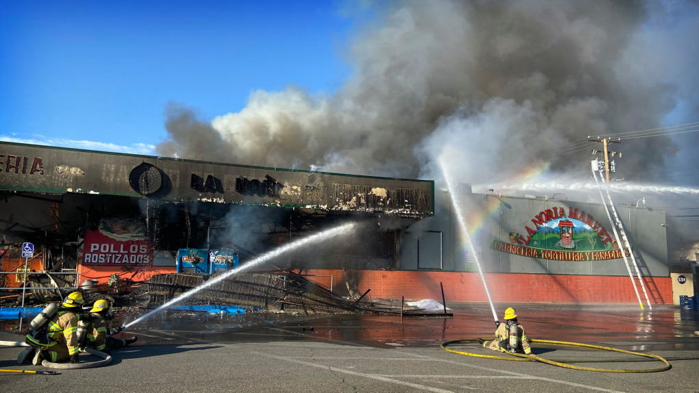 Fire destroys section of strip mall in Jurupa Valley