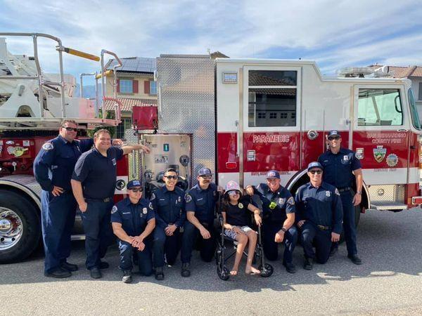 Firefighters pay special visit to friend who is battling brain cancer