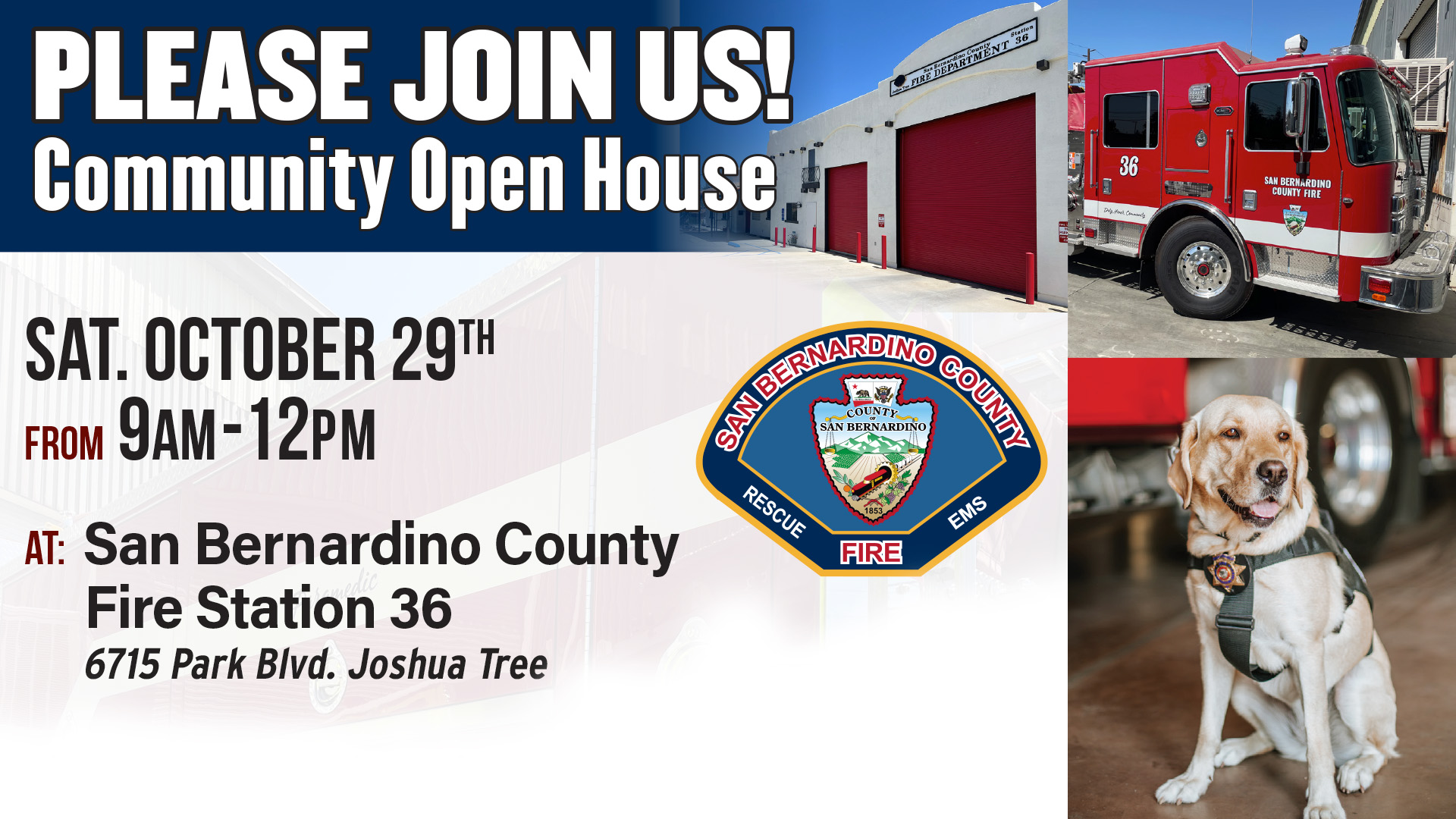 Open House Joshua Tree Fire Station 36 San Bernardino County Fire Protection District 